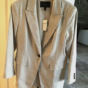 Banana Republic petite longline flax linen blazer
